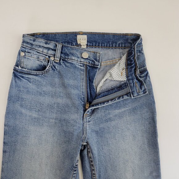 La Vie Rebecca Taylor High Rise Cropped Flare Raw Fray Hem Jean - Picture 7 of 12